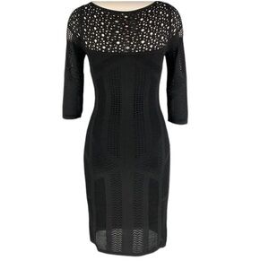 Catherine Malandrino Revolve Black Viscose Blend Textured Dress